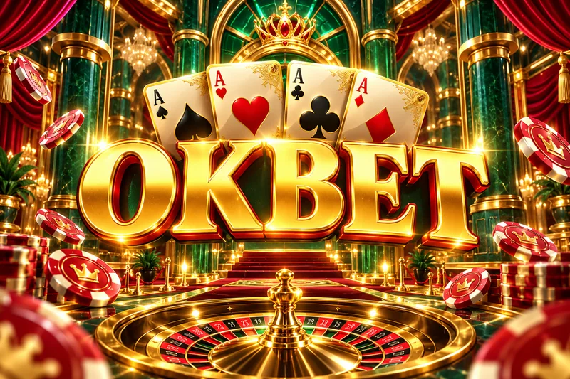 okbet brand artwork in a gold and jewel casino scene — original concept illustration