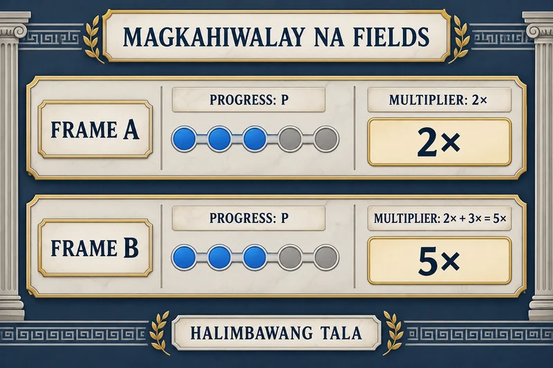Explanation hypothetical record: Wisdom of Athena. Unlocked-reel progress and multiplier retention: two states. Not actual provider screenshot.
